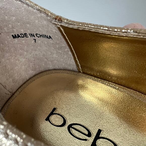 bebe Gold Open Toe D'orsay Pump Size 7 - Picture 4 of 8